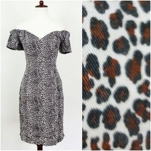 Vintage 80's All That Jazz Leopard Bardot Dress